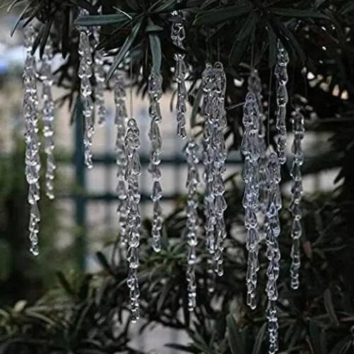 12Pcs Crystal Icicle Christmas Ornaments Home Party Xmas Tre