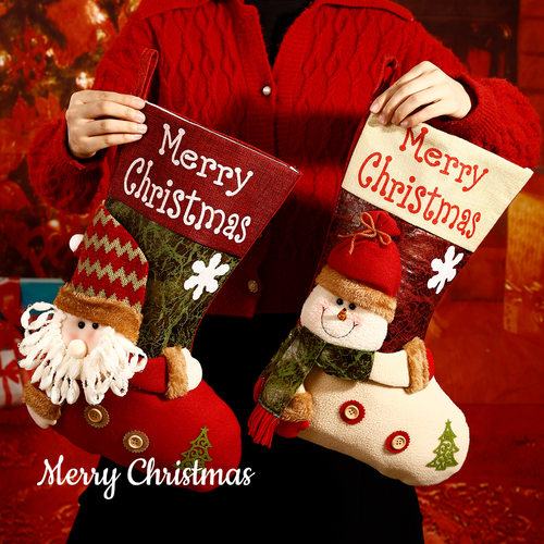 Christmas Decorations Pendant Christmas Socks Large Gift Bag