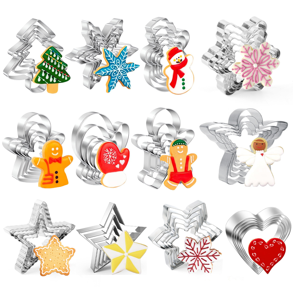 Stainless Steel Christmas Cookie Mold Snowflake Christmas Tr