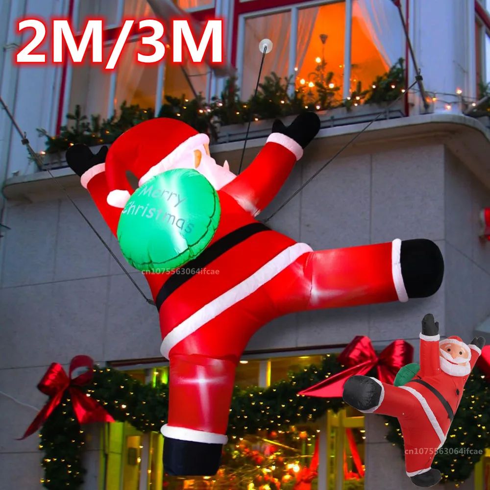 2M/Inflatable Climb The Wall Santa Claus Carrying Gift Pack