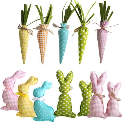 Easter Fabric Rabbits Carrots Colorful DIY Haning Crafts for
