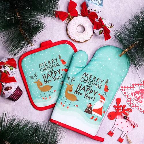 2pcs Christmas Anti-Oven Mitts Christmas home Decoration Xma