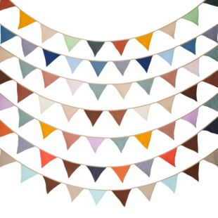 2.6M Nursery Fabric Bunting 10 Triangle Pennant Flags Party