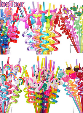 24pc Mermaid Theme Party Decors Mermaid Tail Straws Reusable