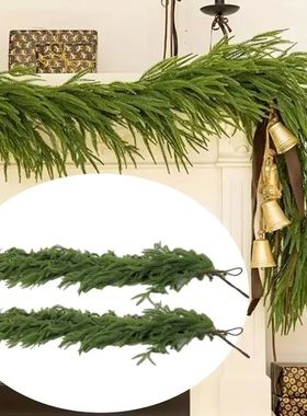 New Christmas Norfolk Pine Garland With Lights For Mantle Fi