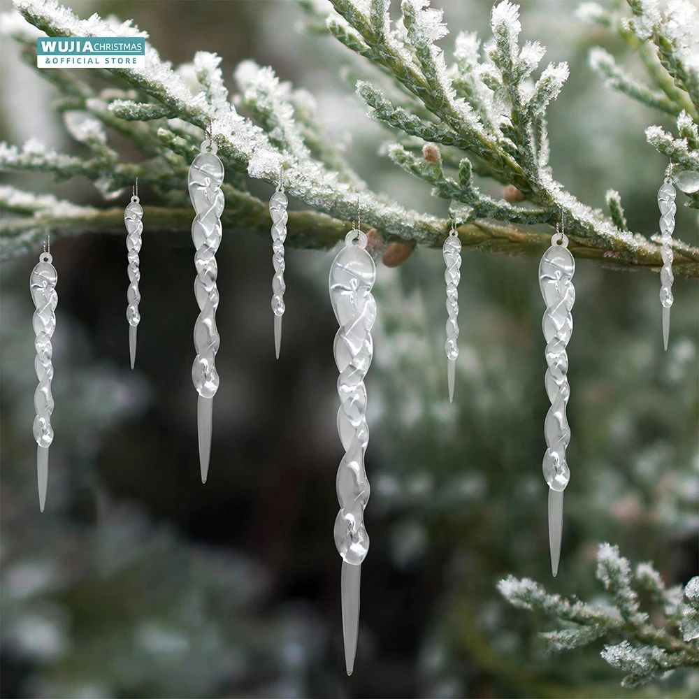 12/24pcs Christmas Clear Simulation Icicle Pendants Xmas图片