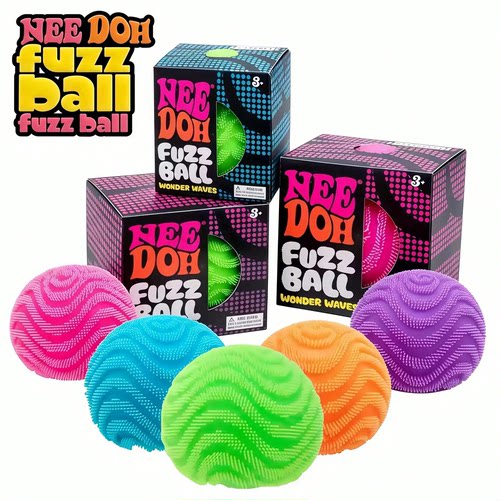 NeeDoh 1pc Wave Textured Fuzzy Squeeze Ball, Soft Spiky Touc