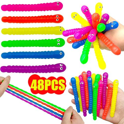 48/24/12/6Pcs Colorful Soft Caterpillars Birthday Party Favo