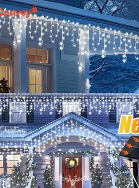 Solar LED Eaves Icicle String Lights 8 Lighting Modes Outdoo