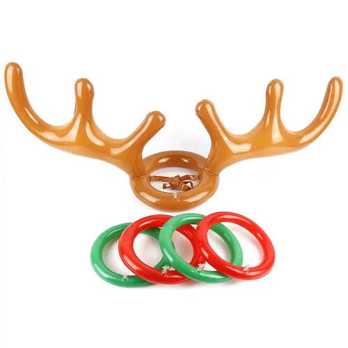 1 Set Inflatable Reindeer Antlers Ring Toss Game Christmas G
