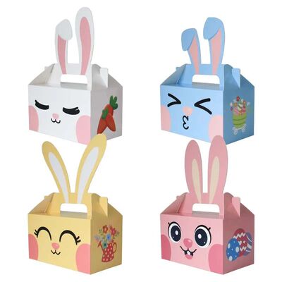12Pcs Happy Easter Paper Treat Boxes Decorations Easter Gift