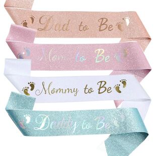 Mommy to Be and Daddy To Be Glitter Satin Sash Gifts for New
