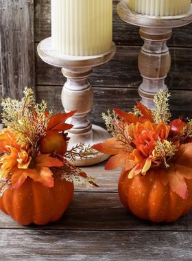 Artificial Pumpkin Autumn Herbst Decoration Chrysanthemum Ho