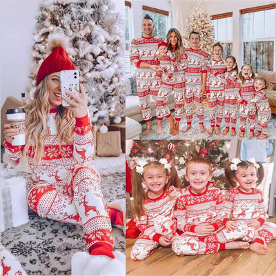 Christmas Red And White Contrast Color Parent-child Casual H