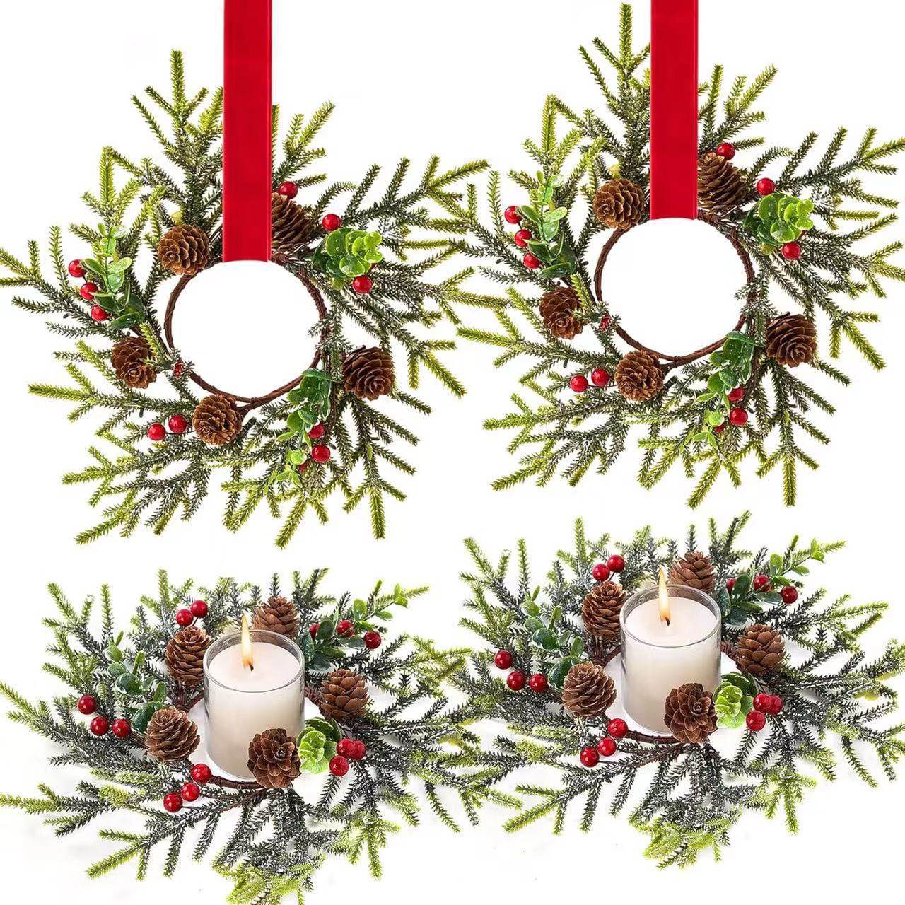 Christmas Decoration Wreath Red Cones Pine Cones Christmas C