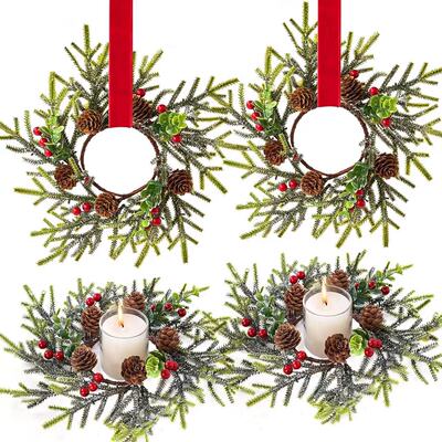 Christmas Decoration Wreath Red Cones Pine Cones Christmas C