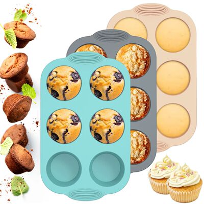 6 Cup Silicone Muffin Pan 6-Cavity Baking Tray Non-Stick Muf
