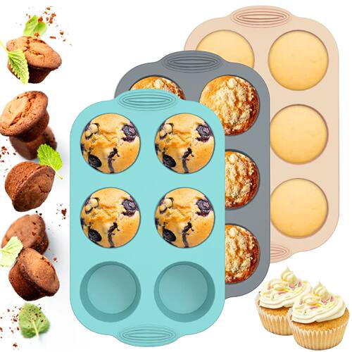 6 Cup Silicone Muffin Pan 6-Cavity Baking Tray Non-Stick Muf