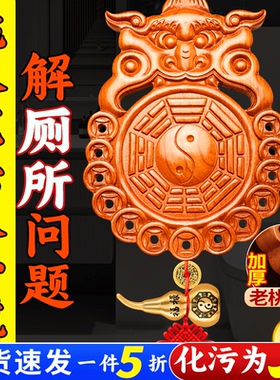 桃木虎头八卦镜兽头厕所挂件解决大门卧室厨房入户门对卫生间门污