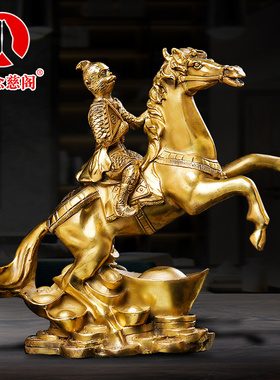 纯铜马上封侯送领导礼品家居工作办公室客厅摆设铜马猴子属马摆件