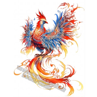 国潮火凤凰贴纸凤凰于飞自粘贴画车贴防水遮划痕电脑贴家用凤凰贴