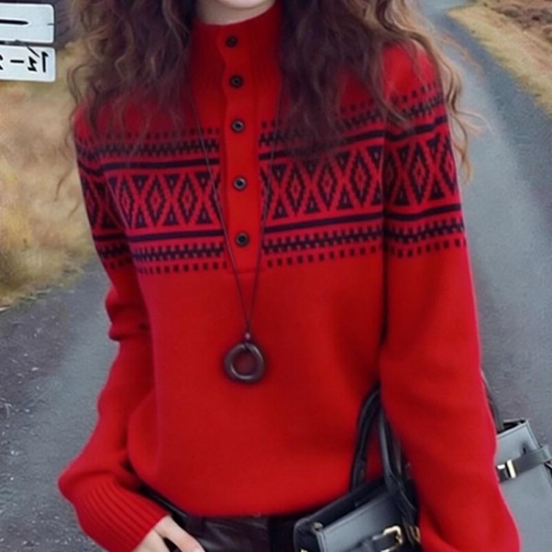 高级感半高领套头毛衣女春季新款别致百搭慵懒风针织衫上衣