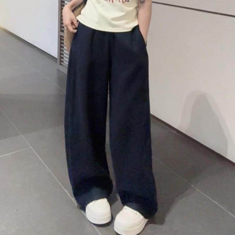 韩系休闲运动套装女夏季2026时尚条纹短袖T恤宽松阔腿裤子两件套