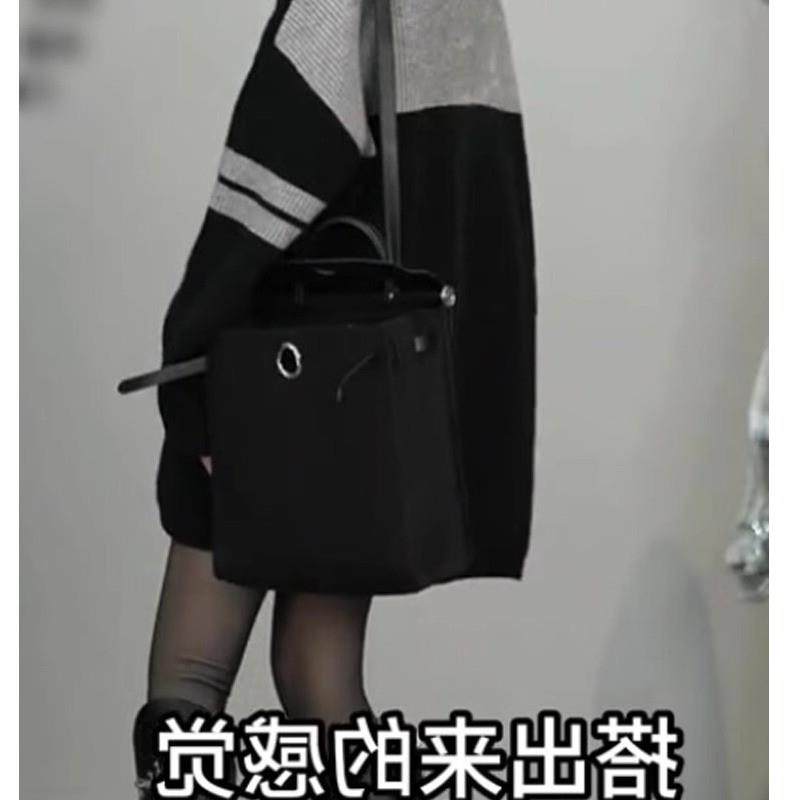 欧货高级感撞色立领中长版套头毛衣女薄款春秋新款宽松慵懒风上衣