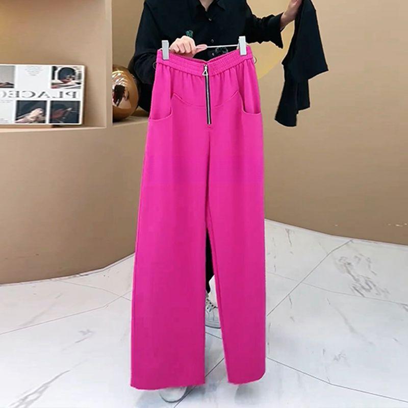 休闲套装女2025新款夏印花黑色短袖T恤女直筒宽裤轻熟两件式套装