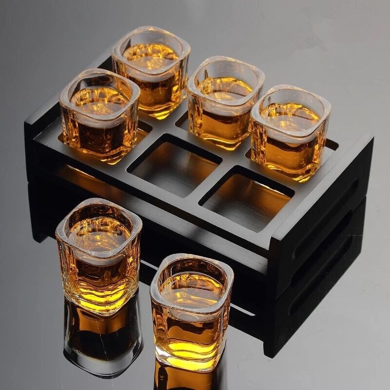 家用创意无铅玻璃杯啤酒杯烈酒杯一口杯白酒杯四方杯杯架酒具套装,餐饮具,啤酒杯,淘宝优惠券,粉丝福利购,淘宝优惠卷