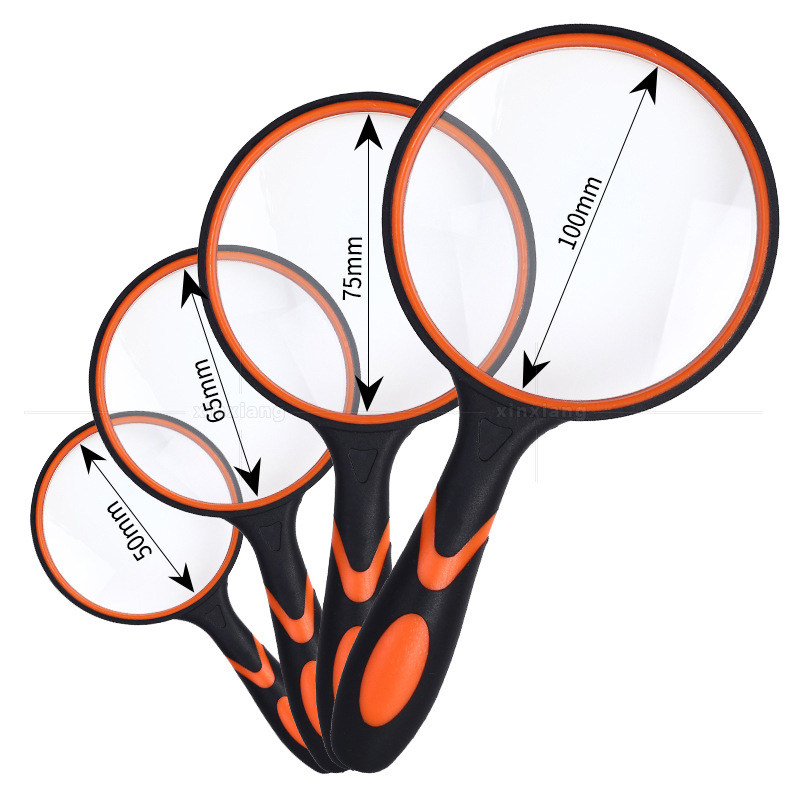 10倍高清光学镜片 橡胶防摔塑料手柄老人阅读手持玻璃彩色放大镜