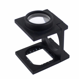 便携式双层K9光学玻璃镜片检布放大镜测量尺子黑色烤漆金属照布镜