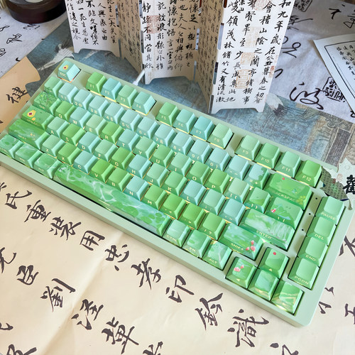 嗨青梅听雨古风风景画透光键帽