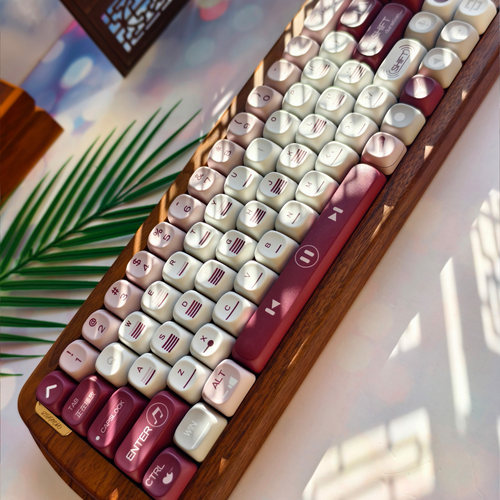 嗨前沿播放音乐复古风格透光原厂圆润球键帽PBT热升华客制化键盘