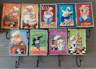 外贸原单强烈推荐 美式乡村风格复古做旧铁艺厨师图案挂钩 多款