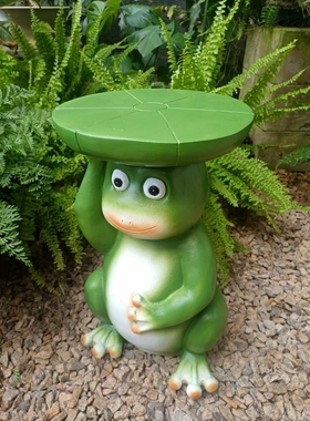 包邮美式复古氧化镁荷叶青蛙凳