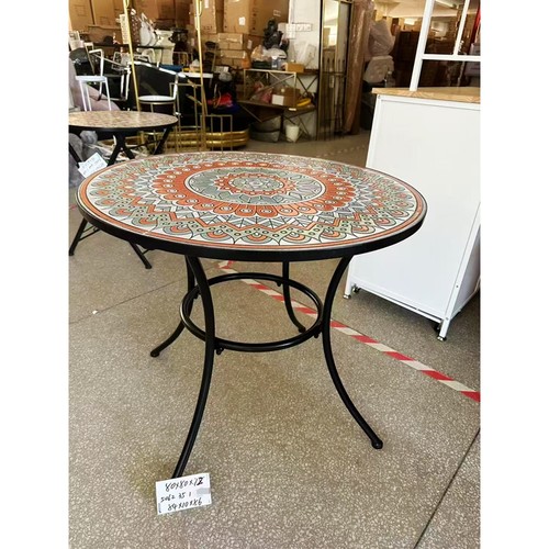 包邮美式复古铁艺陶瓷四脚圆桌