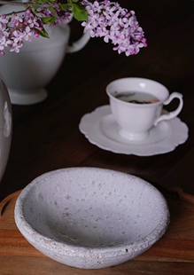 ZaraHome原单 白色陶制圆盘 复古粗陶白釉装饰收纳圆形托盘