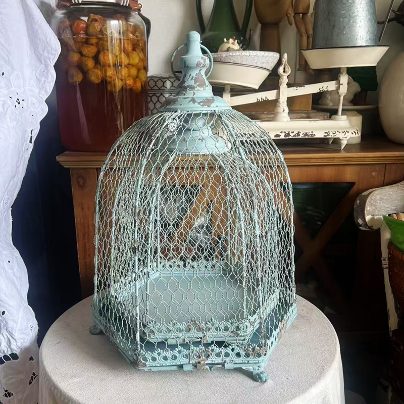 欧美田园乡村铁艺复古做旧鸟笼