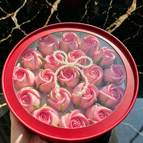 花馍馍玫瑰花饽饽馒头慕斯米糕甜品寿司切块烘焙包装生日蛋糕盒子