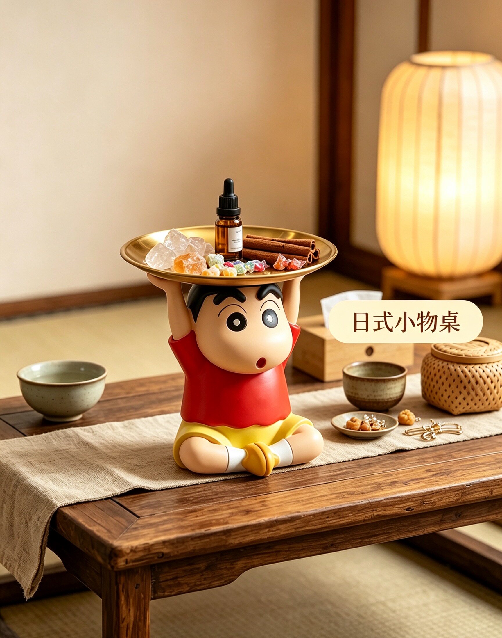 蜡笔小新玄关钥匙收纳摆件入户客厅家居托盘装饰乔迁新居礼品