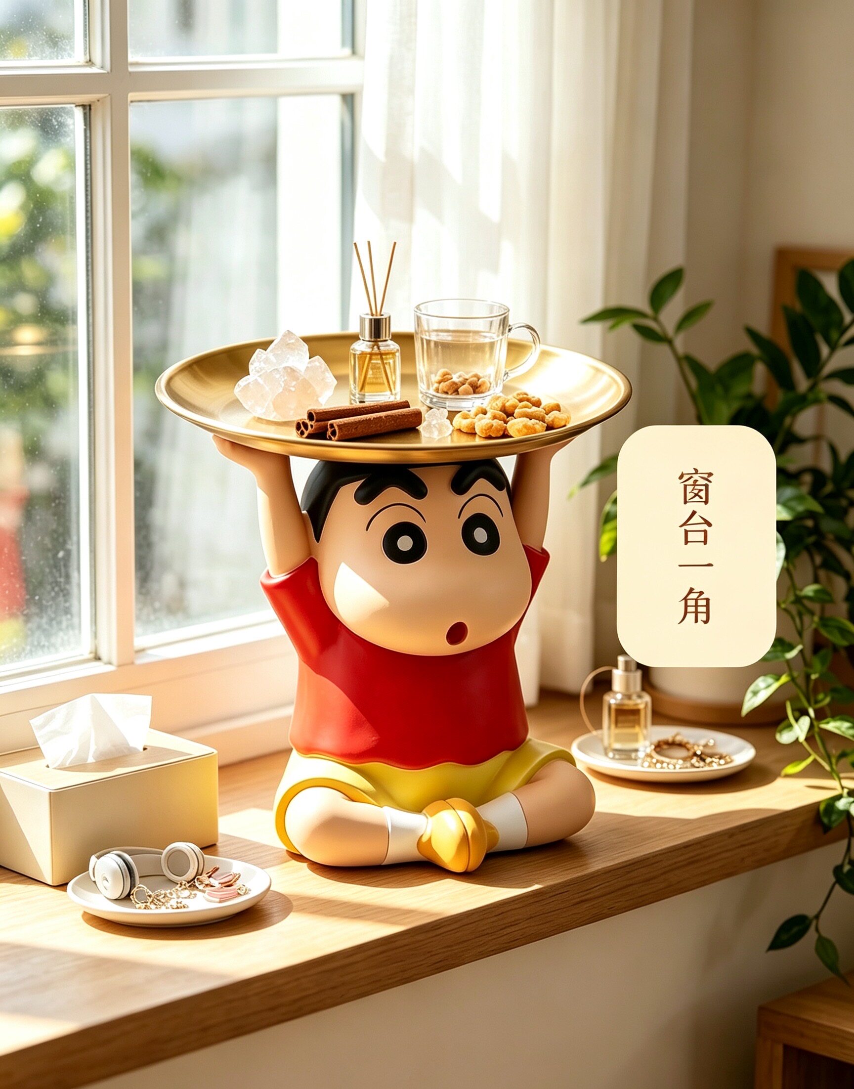 蜡笔小新钥匙收纳玄关摆件装饰托盘高档客厅进门入户门口乔迁新居