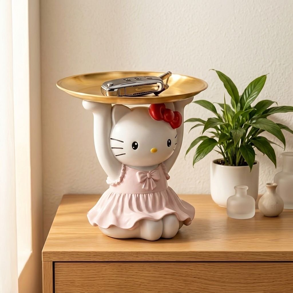 HelloKitty玄关钥匙托盘首饰收纳置物架门口桌面床头创意摆件送礼