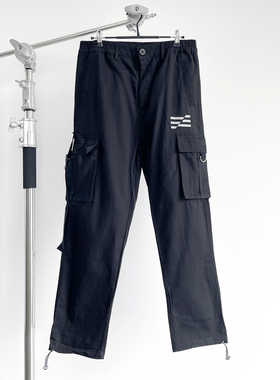 【现货】小众设计多口袋宽松休闲反光LOGO工装机能长裤