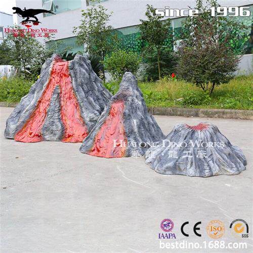 硅胶海绵仿真火山造型逼真玻璃钢雕塑工艺品无动力游乐设备厂家