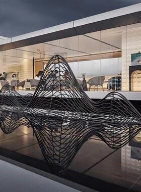 户外不锈钢镂空假山雕塑园林草坪水景钢丝线条山落地摆件装饰定制