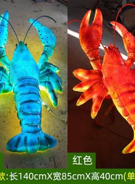 仿真螃蟹玻璃钢发光雕塑花蟹商场软装门头装饰小龙虾餐厅招牌摆件