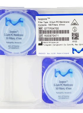 Millipore密理博0.2um聚碳酸酯PC滤膜0.2μm GTTP02500/GTTP04700