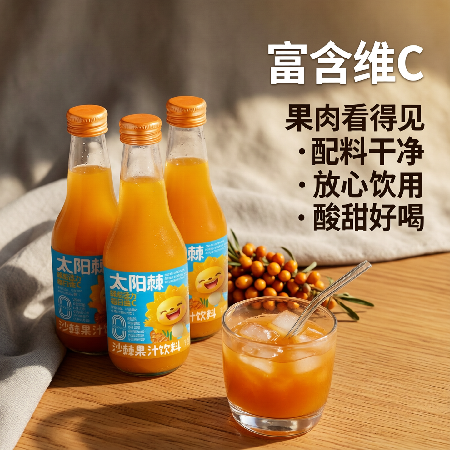 沙漠之花沙棘汁果味饮料瓶装酸甜好喝富含VC小孩子健康果汁饮料