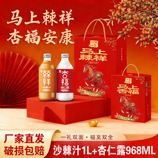 【春节礼品】沙漠之花沙棘汁杏仁露2箱瓶装果汁饮料过年高端礼盒